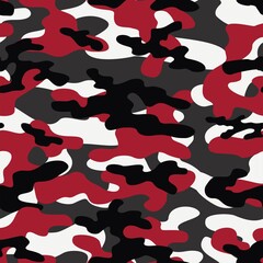 military camouflage vector seamless print red