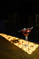 Fresh and strong Negroni cocktail on the table