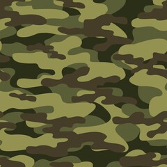 Fototapeta premium green Texture army camouflage seamless pattern. Military forest background. Ornament. Vector illustration.
