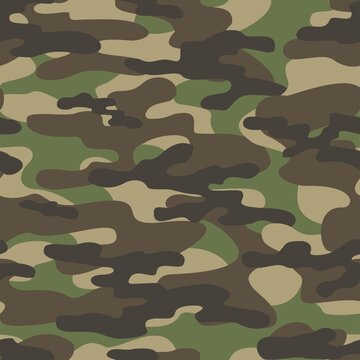 Texture army green camouflage seamless pattern. Military forest background. Ornament. Vector illustration.