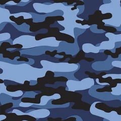 Fotobehang Camouflage blauwe camouflage militaire patroon vloeibare elementen voor het bedrukken van kleding en stoffen