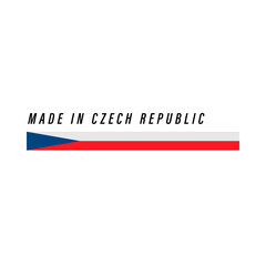 Made in Czech Republic, badge or label with flag isolated