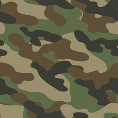 Naklejka premium Military green camo seamless pattern. Forest background on textile. Stylish new design. Ornament. Vector