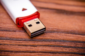 USB flash card with white color close-up
