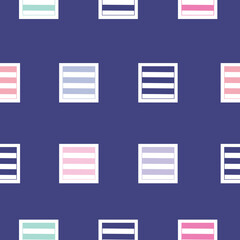 Striped colorful boxes vector illustration on dark blue background repeat pattern design.