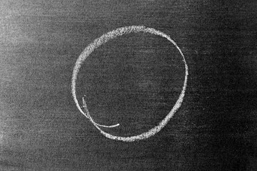White chalk hand drawing as circle shape on blackboard or chalkboard background with copy space