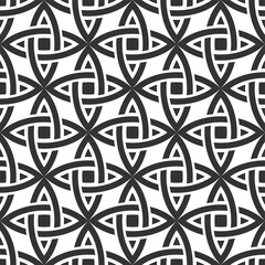 Abstract vintage geometric seamless pattern. Celtic seamless pattern. Geometric lattice ornament. Vector black and white background.