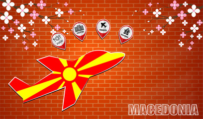 plane icon made from the flag of Macedonia