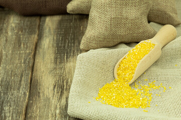 Corn grits with space for text and advertising