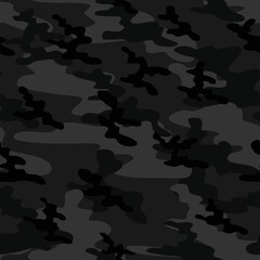 dark Texture military camouflage repeat print. Seamless army pattern. Modern © keni