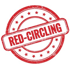 RED-CIRCLING text on red grungy round rubber stamp.