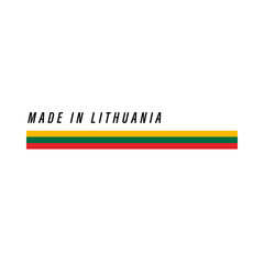 Made in Lithuania, badge or label with flag isolated
