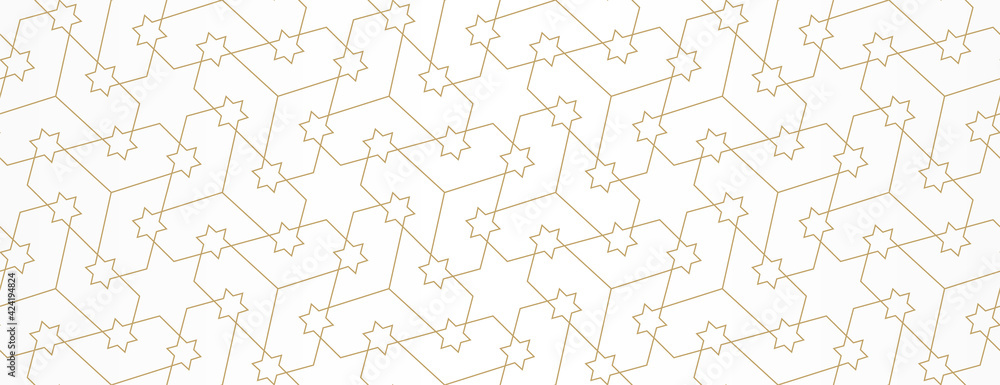 Wall mural pattern with crossing thin lines and stars. vector abstract geometric diamond texture in light color