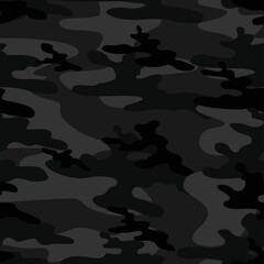 dark Texture army camouflage seamless pattern. Military forest background. Ornament. Vector illustration.