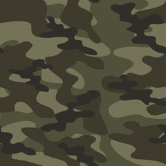 Fototapeta premium green Texture army camouflage seamless pattern. Military forest background. Ornament. Vector illustration.