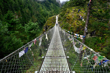 Suspension Bridge at Himalayan area in Nepal
