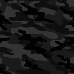 Dark Classic camouflage seamless pattern. Military texture. Fabric design. Print on paper. For vinyl, textile. Vector