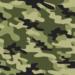 Fototapeta premium Classic camouflage seamless pattern. Military texture. Fabric design. Print on paper. For vinyl, textile. Vector