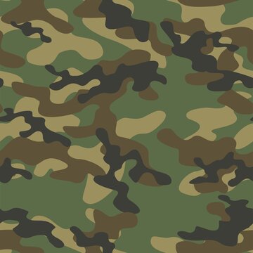 green Camouflage seamless pattern texture. Abstract modern vector military camo backgound. Fabric textile print template. Vector illustration.