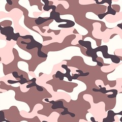 Pink Camouflage military seamless vector pattern for clothing, fabric prints. modern.