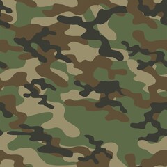 Fototapeta premium Camouflage seamless pattern texture. Abstract modern vector military camo backgound. Fabric textile print template. Vector illustration.