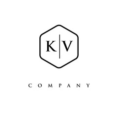 initial KV logo design vector