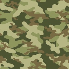 Fototapeta premium Camouflage seamless texture. green military camouflage endless print background. Vector illustration