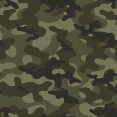 Fototapeta premium Camouflage seamless texture. military green camouflage endless print background. Vector illustration
