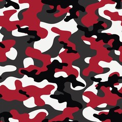 red Camouflage seamless texture. military camouflage endless print background. Vector illustration
