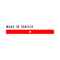 Made in Tunisia, badge or label with flag isolated