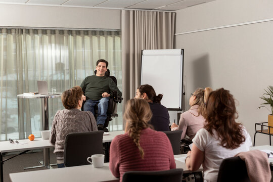 Man having presentation at seminar