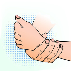 Wrist Pain. Pop art retro vector illustration vintage kitsch