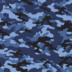blue military camouflage print seamless vector pattern. green background .modern.