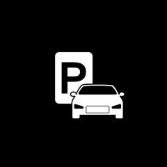Parking sign icon isolated on dark background