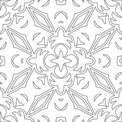 Geometric vector pattern with triangular elements. Seamless abstract ornament for wallpapers and backgrounds. Black and white colors.
