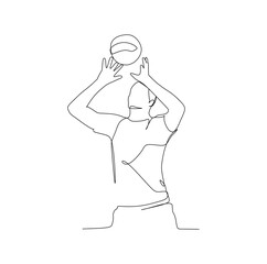a Volleyball athlete do the overhead pass - continuous one line drawing