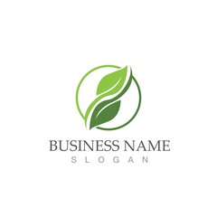 Logos of green Tree leaf ecology