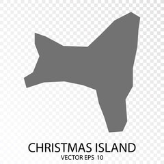 Transparent - High Detailed Grey Map of Christmas Island. Vector Eps 10.