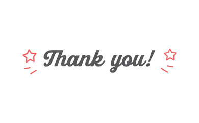 Thank you lettering. Greeting card text design in calligraphic style font.