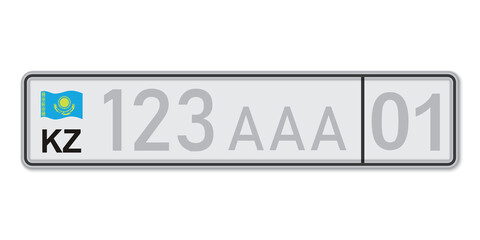 Car number plate . Vehicle registration license of Kazakhstan.