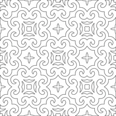 Geometric vector pattern with triangular elements. Seamless abstract ornament for wallpapers and backgrounds. Black and white colors.
