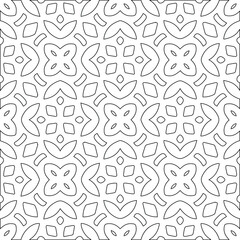 Geometric vector pattern with triangular elements. Seamless abstract ornament for wallpapers and backgrounds. Black and white colors.
