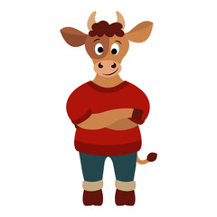 Funny bull. Taurus zodiac sign. Vector illustration for design