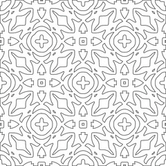 Geometric vector pattern with triangular elements. Seamless abstract ornament for wallpapers and backgrounds. Black and white colors.
