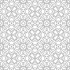 Geometric vector pattern with triangular elements. Seamless abstract ornament for wallpapers and backgrounds. Black and white colors.

