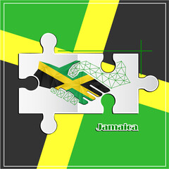 Handshake logo made from the flag of Jamaica