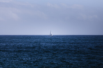 A sailboat on the Pacific Ocean