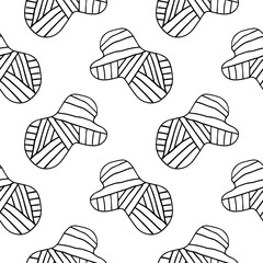 Colorful abstract seamless pattern with uneven striped round stains, spots, geometrical shapes, splashes background.