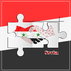 Handshake logo made from the flag of Syria