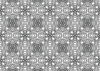 seamless tile with drawn folk style floral ornaments for coloring on a white background, vector